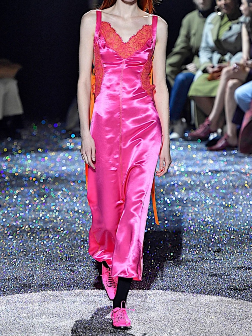 Sies Marjan hot pink orange lace slip dress brand new